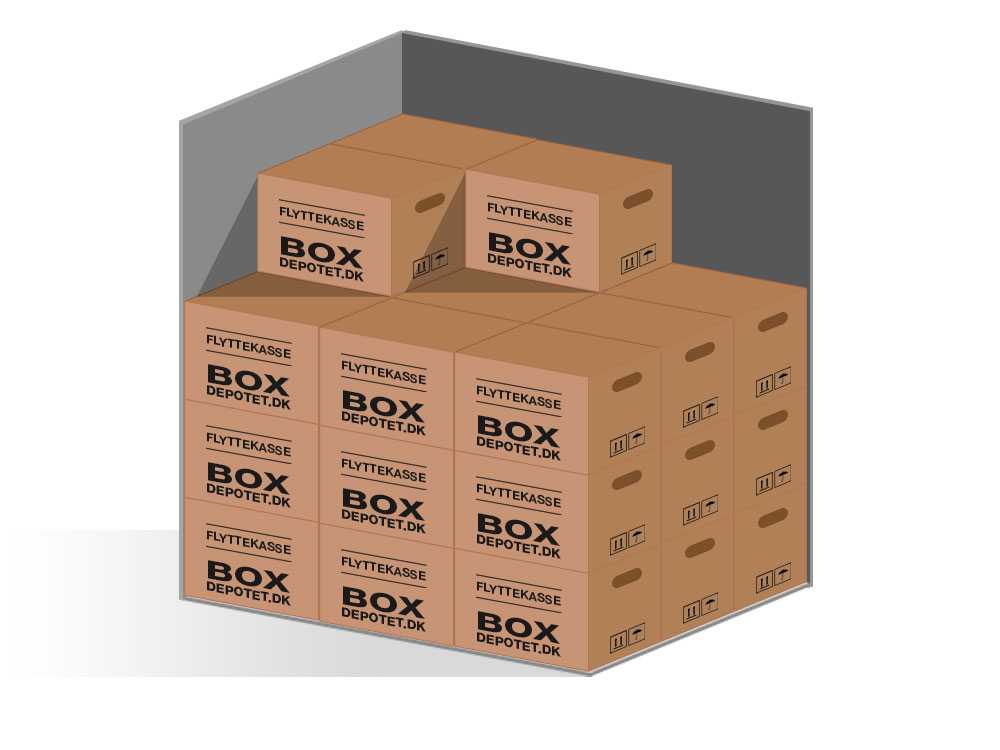 Depotrum fyldt med flyttekasser